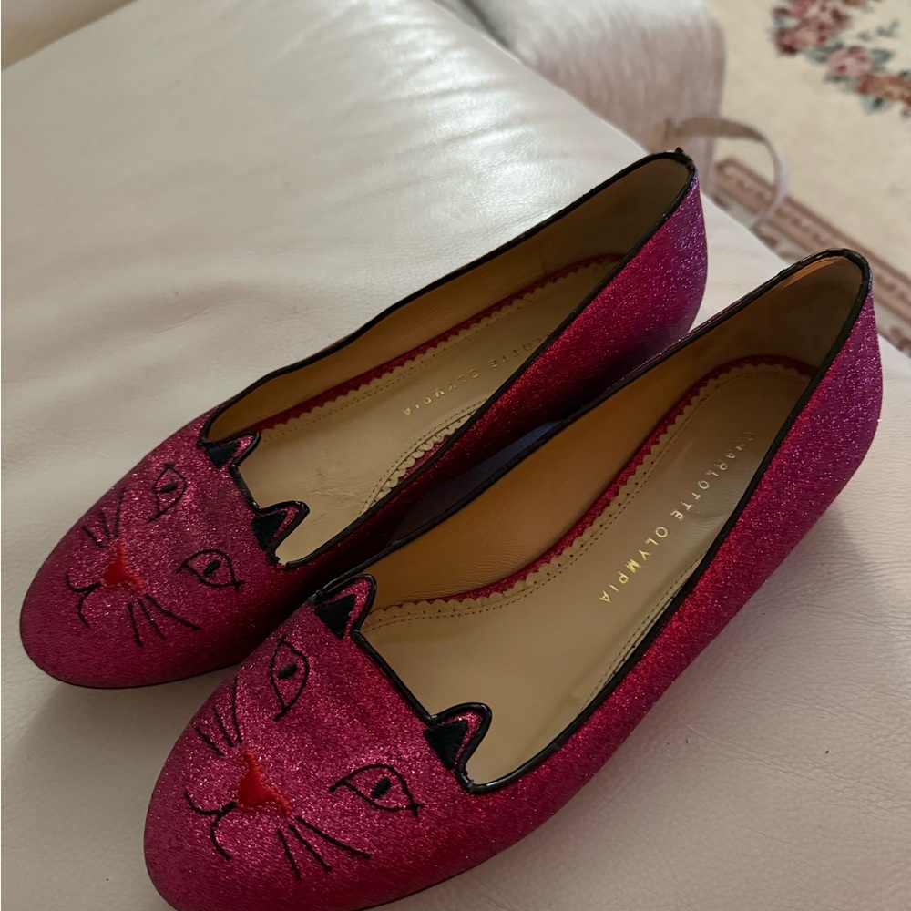 Charlotte Olympia Glittery Cat Flats - Picture 8 of 8